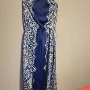 Lane Bryant Halter Blue Paisley Dress